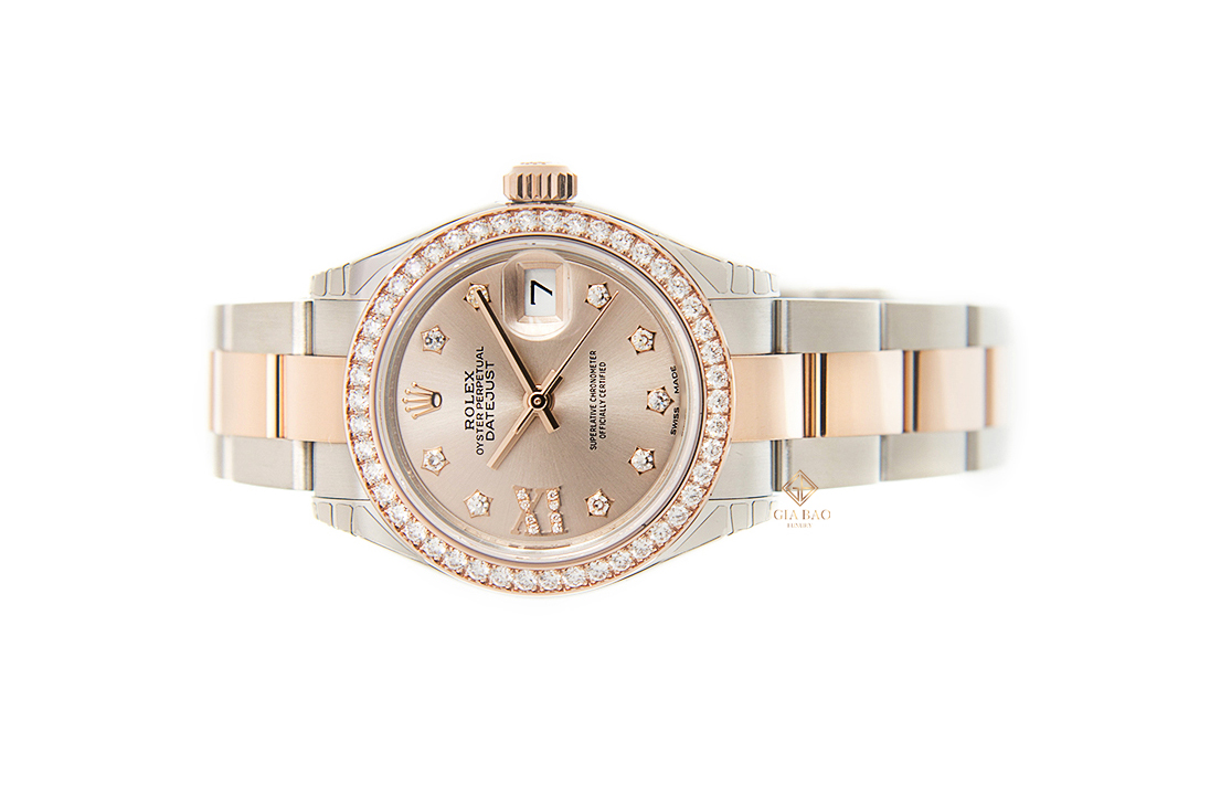 Đồng Hồ Rolex Lady-Datejust 279381RBR Mặt Sundust Cọc Số Kim Cương Sao Dây Đeo Oyster