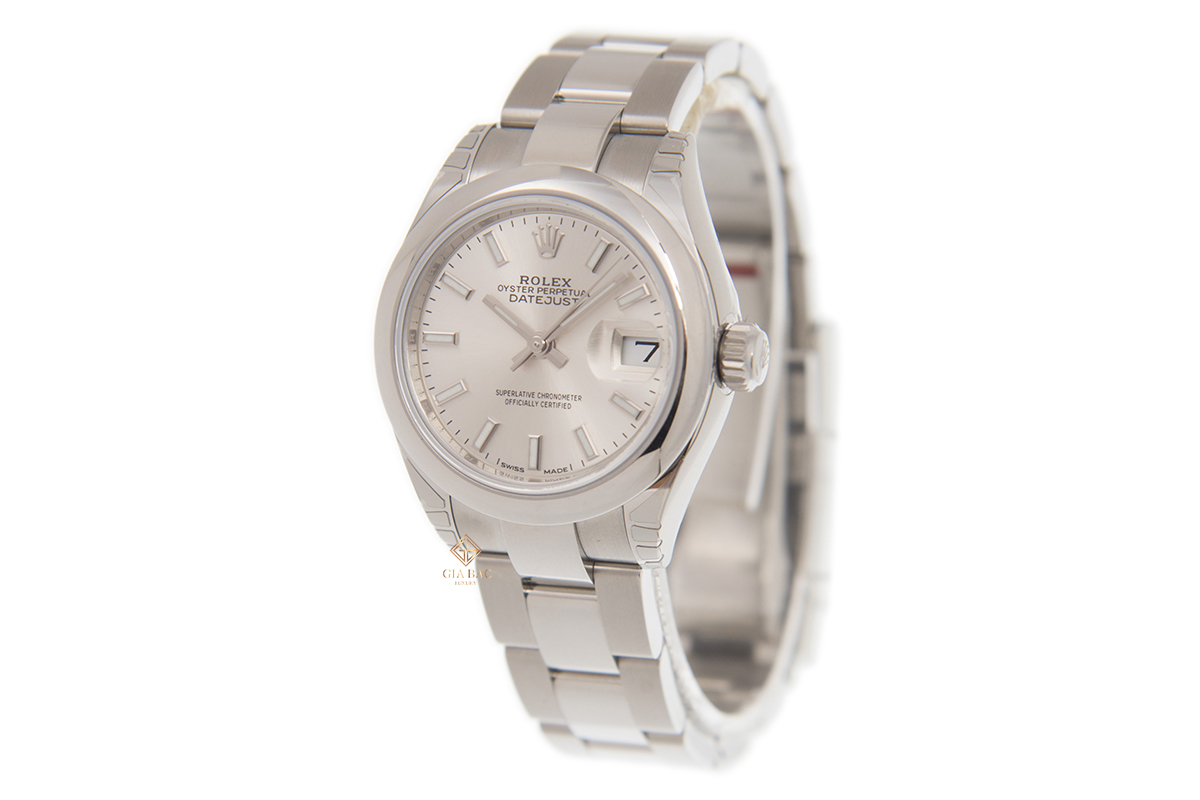 Đồng Hồ Rolex Lady-Datejust 28 279160 Mặt Số Bạc Cọc Dạ Quang Dây Đeo Oyster