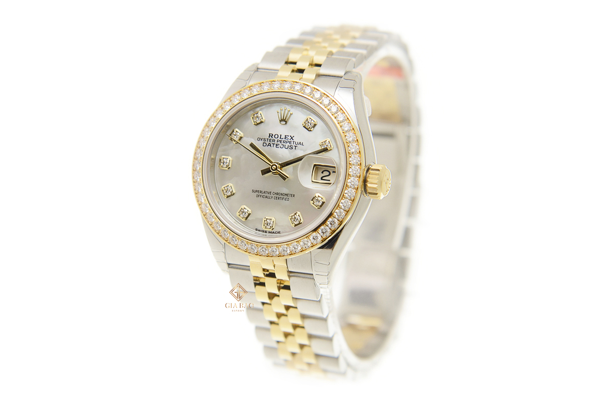 Đồng Hồ Rolex Lady-Datejust 28 279383RBR Mặt Số Vỏ Trai Trắng