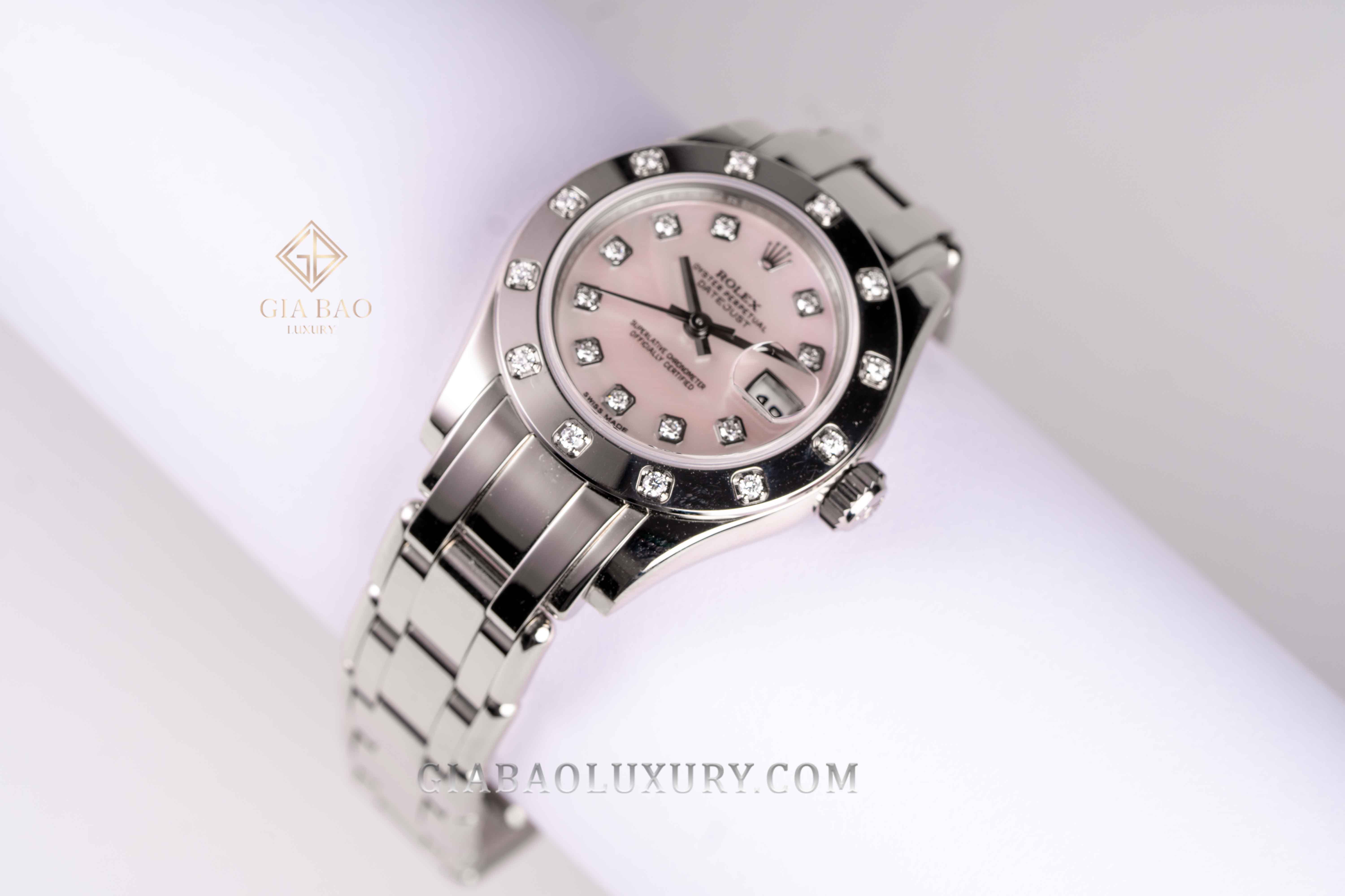 Đồng Hồ Rolex Pearlmaster 29 80319 Mặt Số Vỏ Trai Trắng