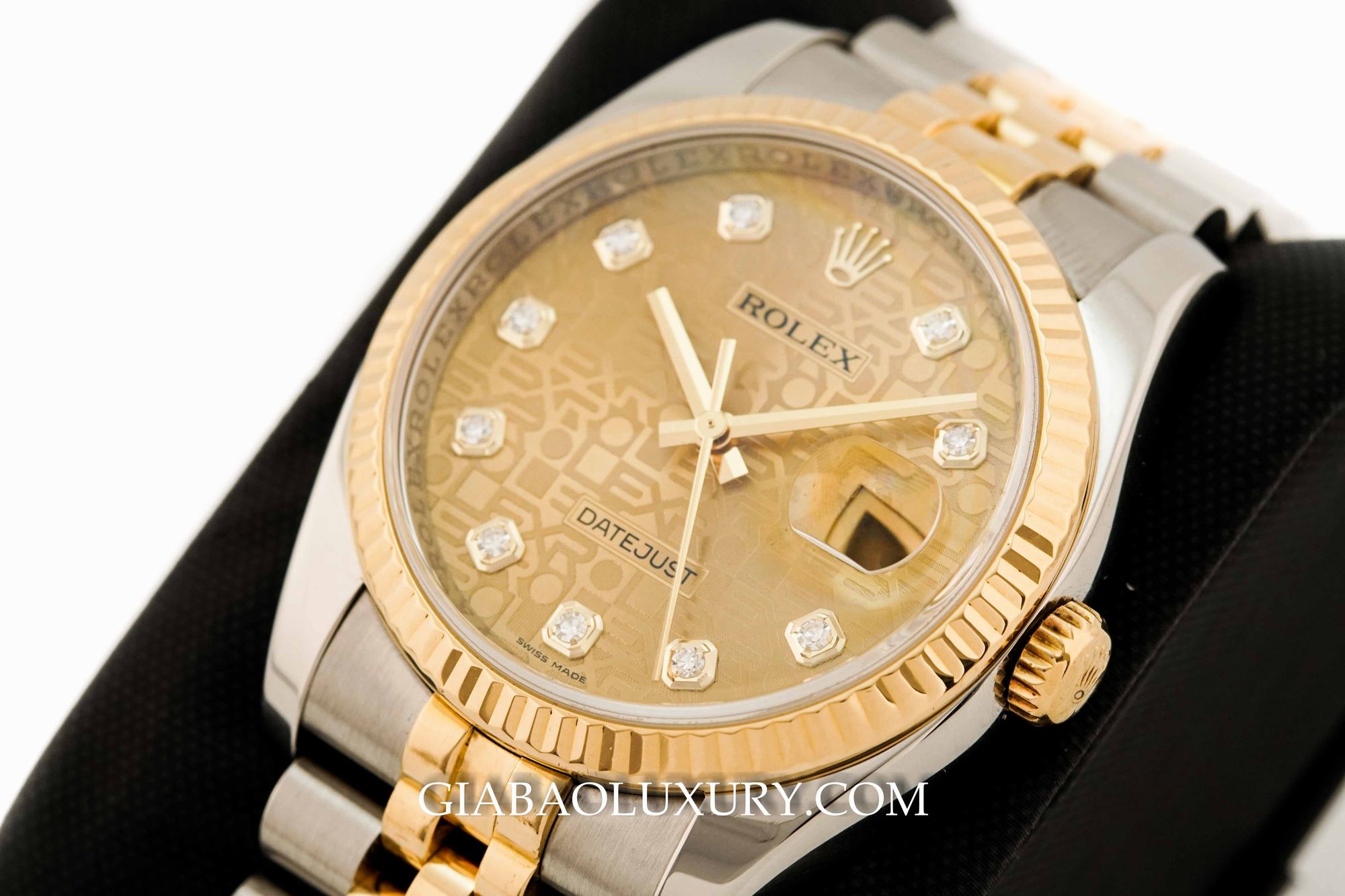 Đồng Hồ Rolex Datejust 36 116233 Mặt Số Vi Tính Vàng Champagne