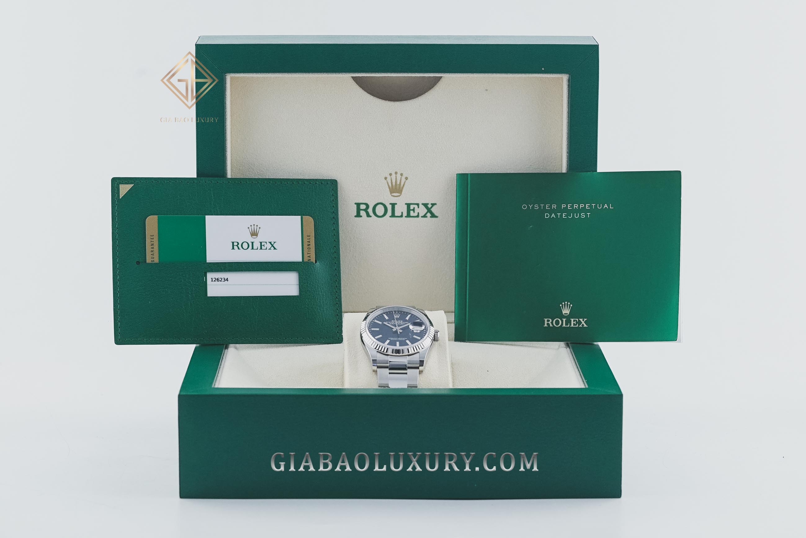 Đồng Hồ Rolex Datejust 36 126234 Mặt Số Xanh Dây Đeo Oyster