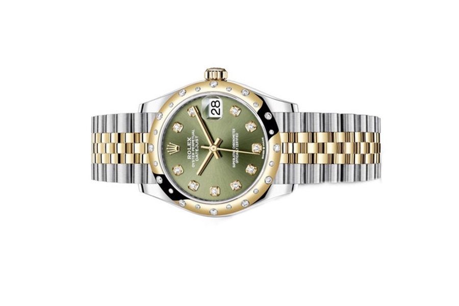 Đồng Hồ Rolex Lady Datejust 31 278343 Mặt Số Xanh Oliu Nạm Kim Cương