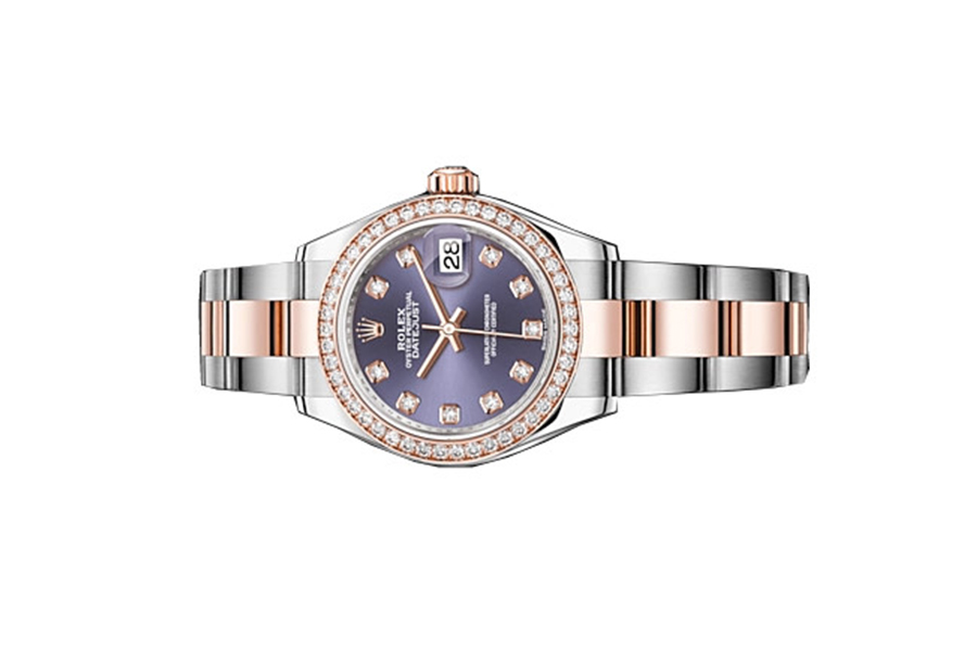 Đồng Hồ Rolex Lady-Datejust 279381RBR Mặt Số Tím Nạm Kim Cương Dây Đeo Oyster