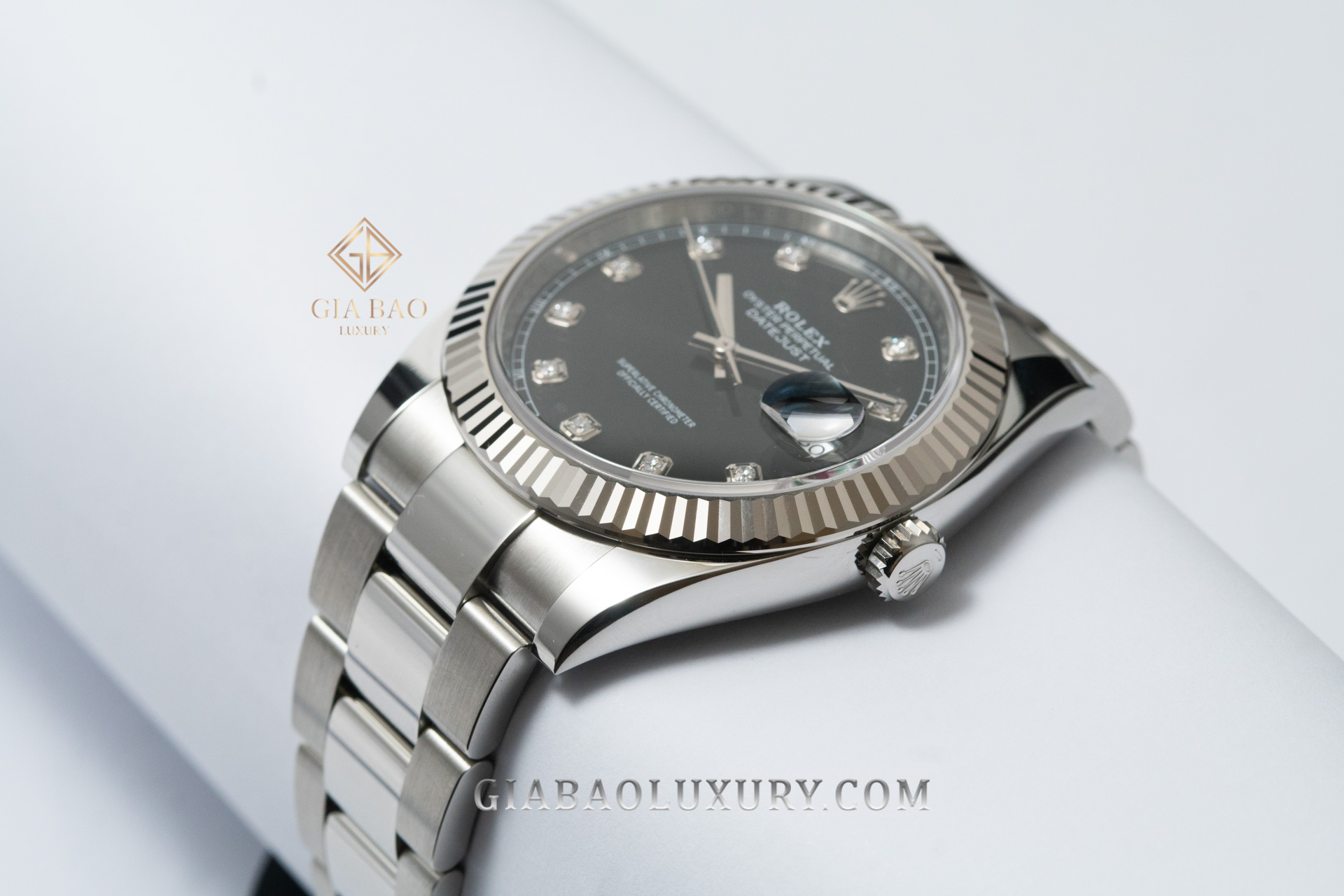 Đồng Hồ Rolex Datejust 41 126334 Mặt Số Đen Nạm Kim Cương Dây Đeo Oyster