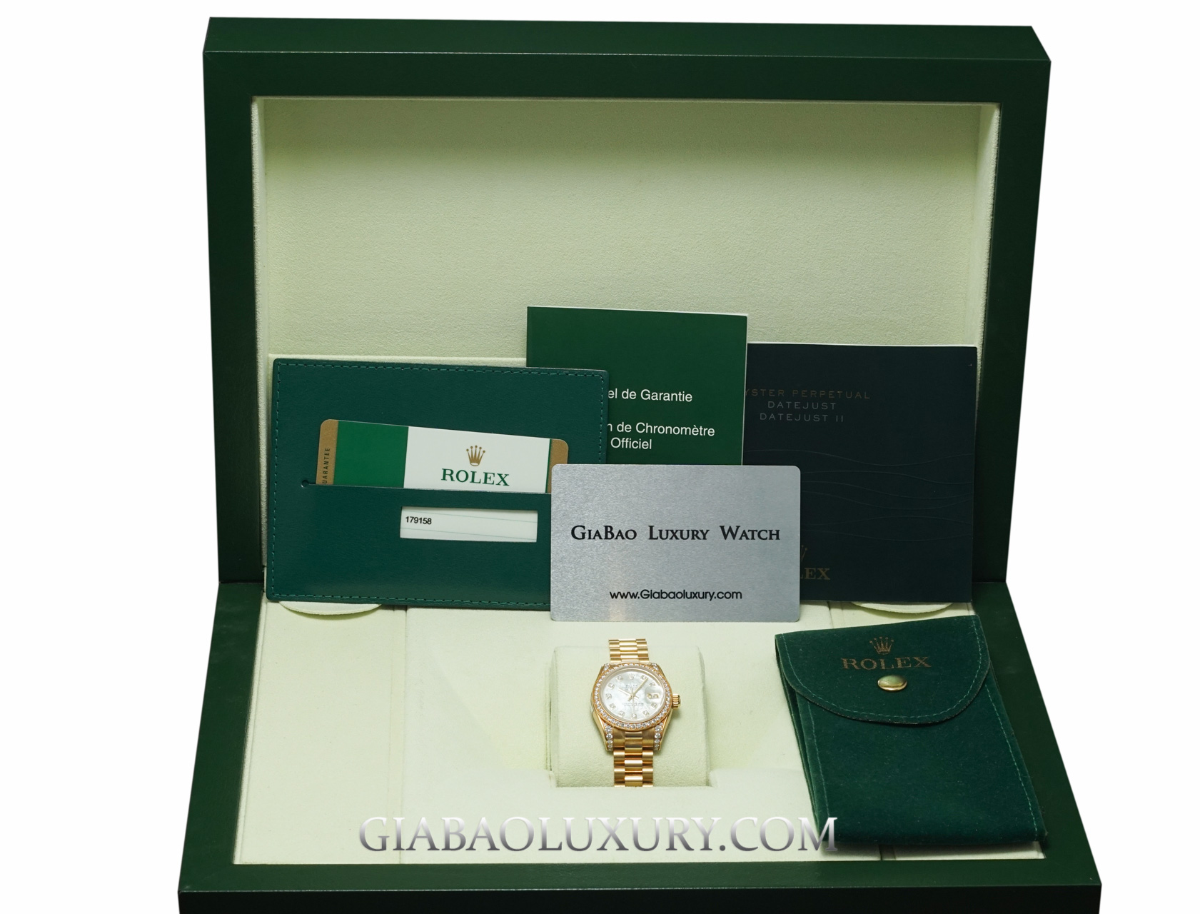 Đồng Hồ Rolex Lady-Datejust 179158 Mặt Số Vỏ Trai Trắng