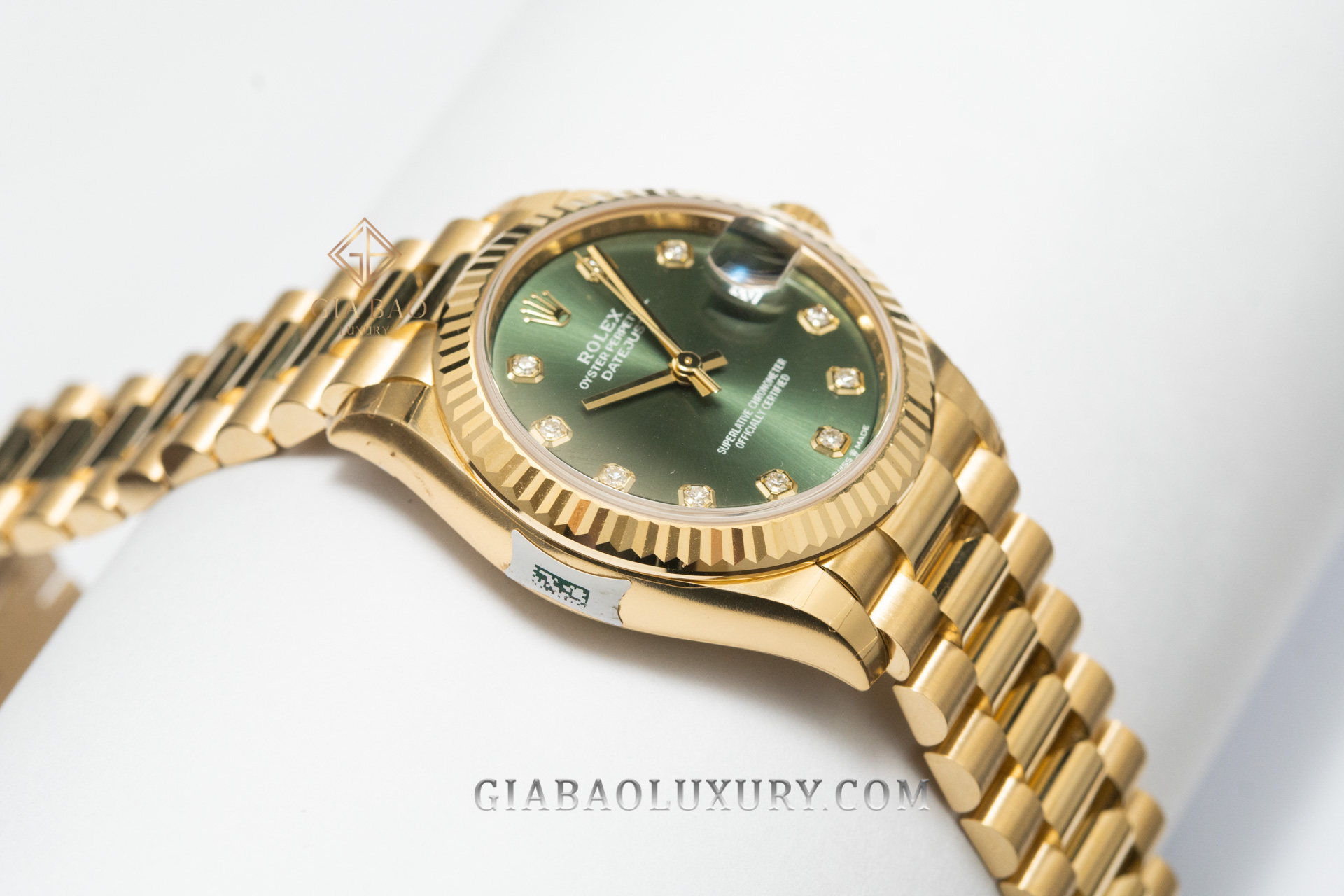 Đồng Hồ Rolex Datejust 278278 Mặt Số Oliu Xanh Nạm Kim Cương