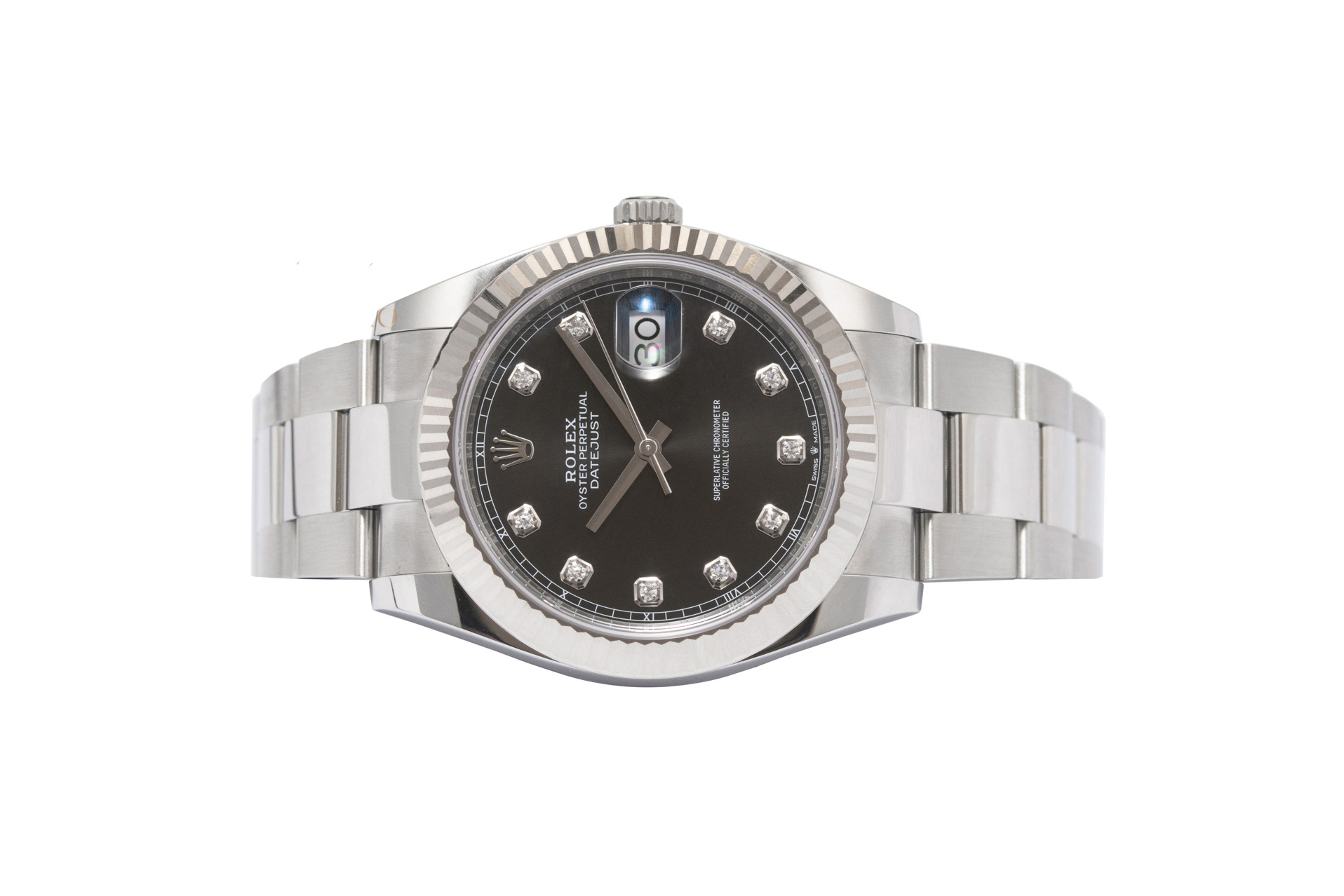 Đồng Hồ Rolex Datejust 41 126334 Mặt Số Đen Nạm Kim Cương Dây Đeo Oyster