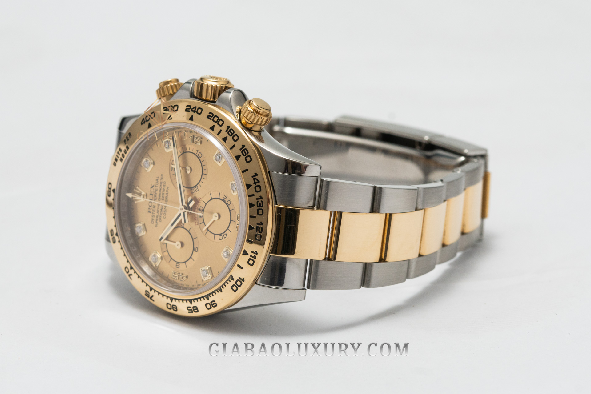 Đồng Hồ Rolex Cosmograph Daytona 116503 Mặt Số Vàng Champagne Nạm Kim Cương