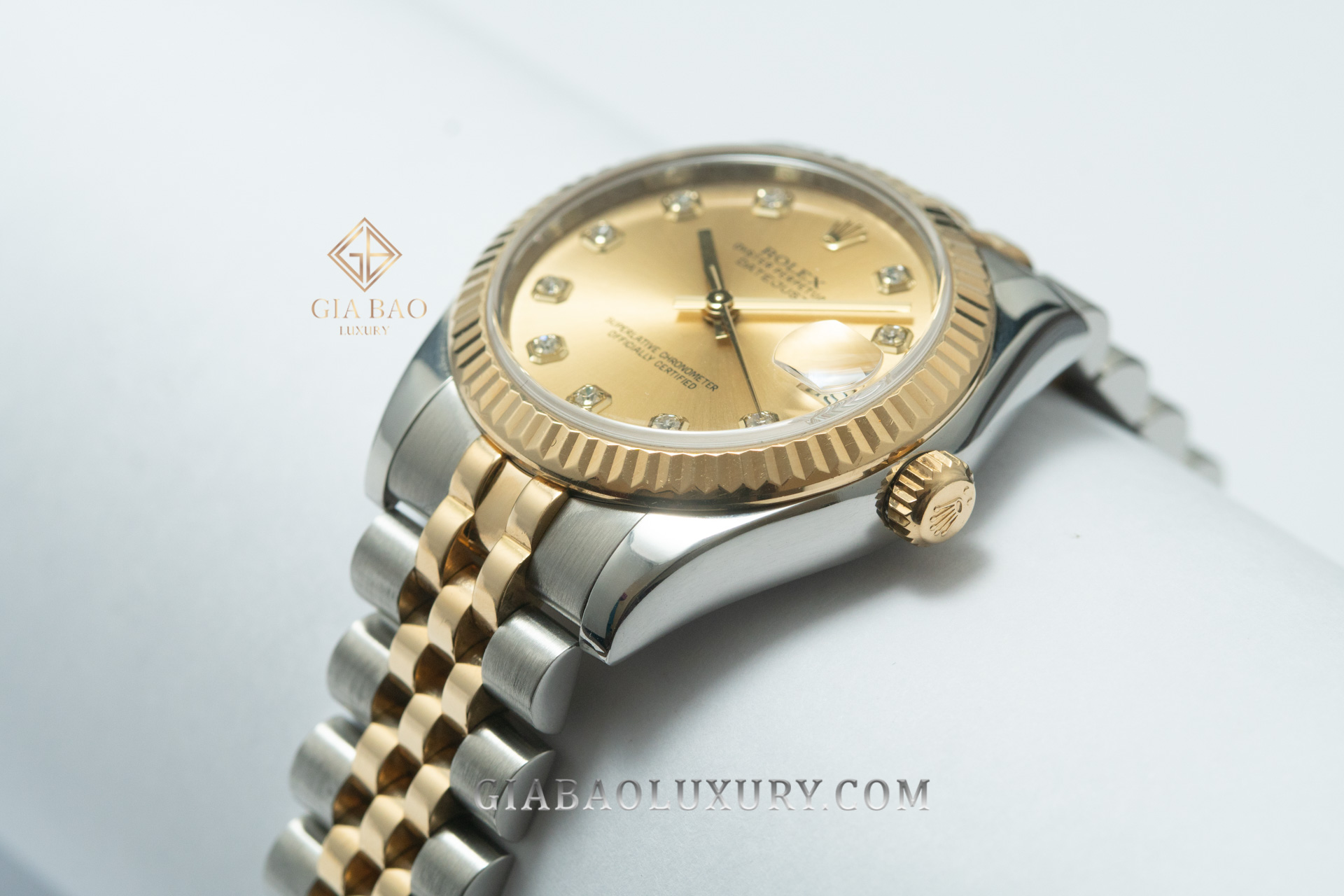 Đồng Hồ Rolex Datejust 31 178273 Mặt Số Vàng Champage Cọc Số Kim Cương