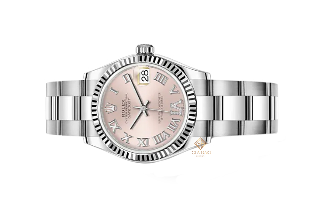 Đồng Hồ Rolex Datejust 278274 Mặt Số Hồng Cọc Số La Mã Đính Kim Cương Dây Đeo Oyster