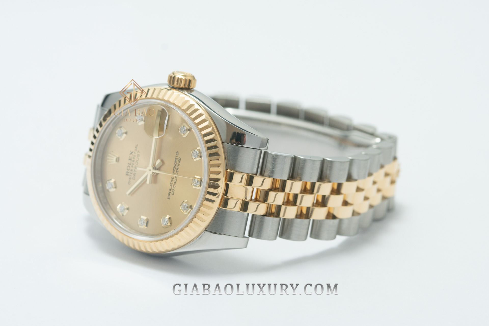 Đồng Hồ Rolex Datejust 31 178273 Mặt Số Vàng Champage Cọc Số Kim Cương