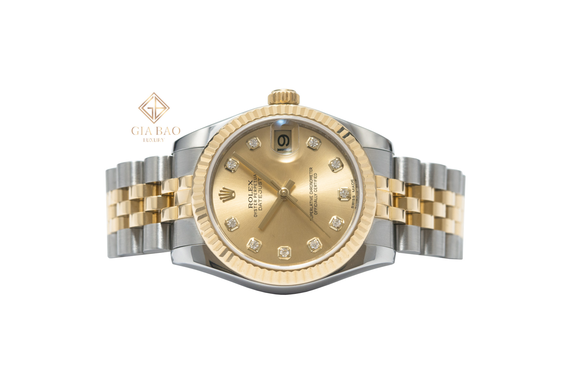 Đồng Hồ Rolex Datejust 31 178273 Mặt Số Vàng Champage Cọc Số Kim Cương