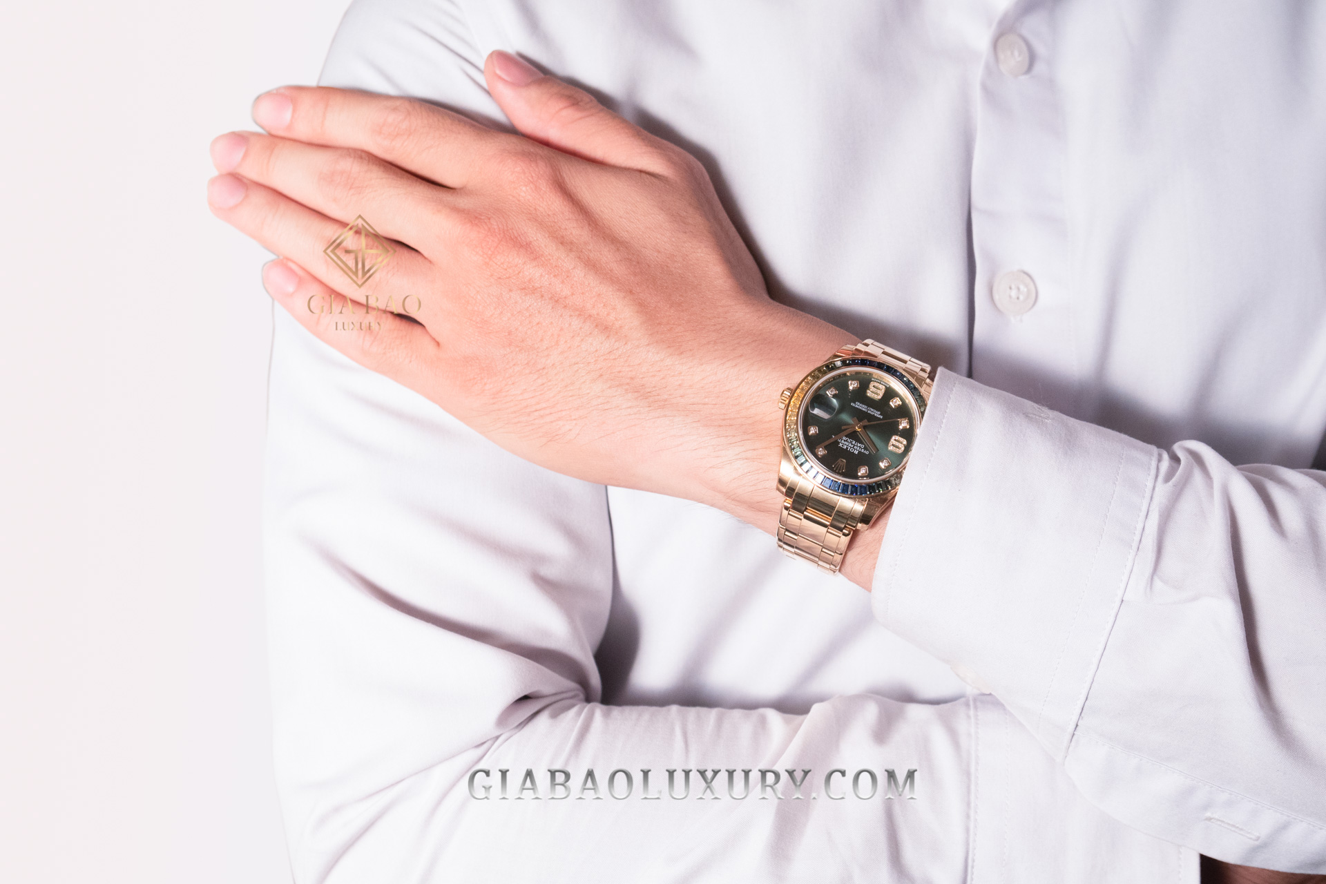 Đồng hồ Rolex Pearlmaster 39 86348SABLV Mặt Số Xanh Oliu