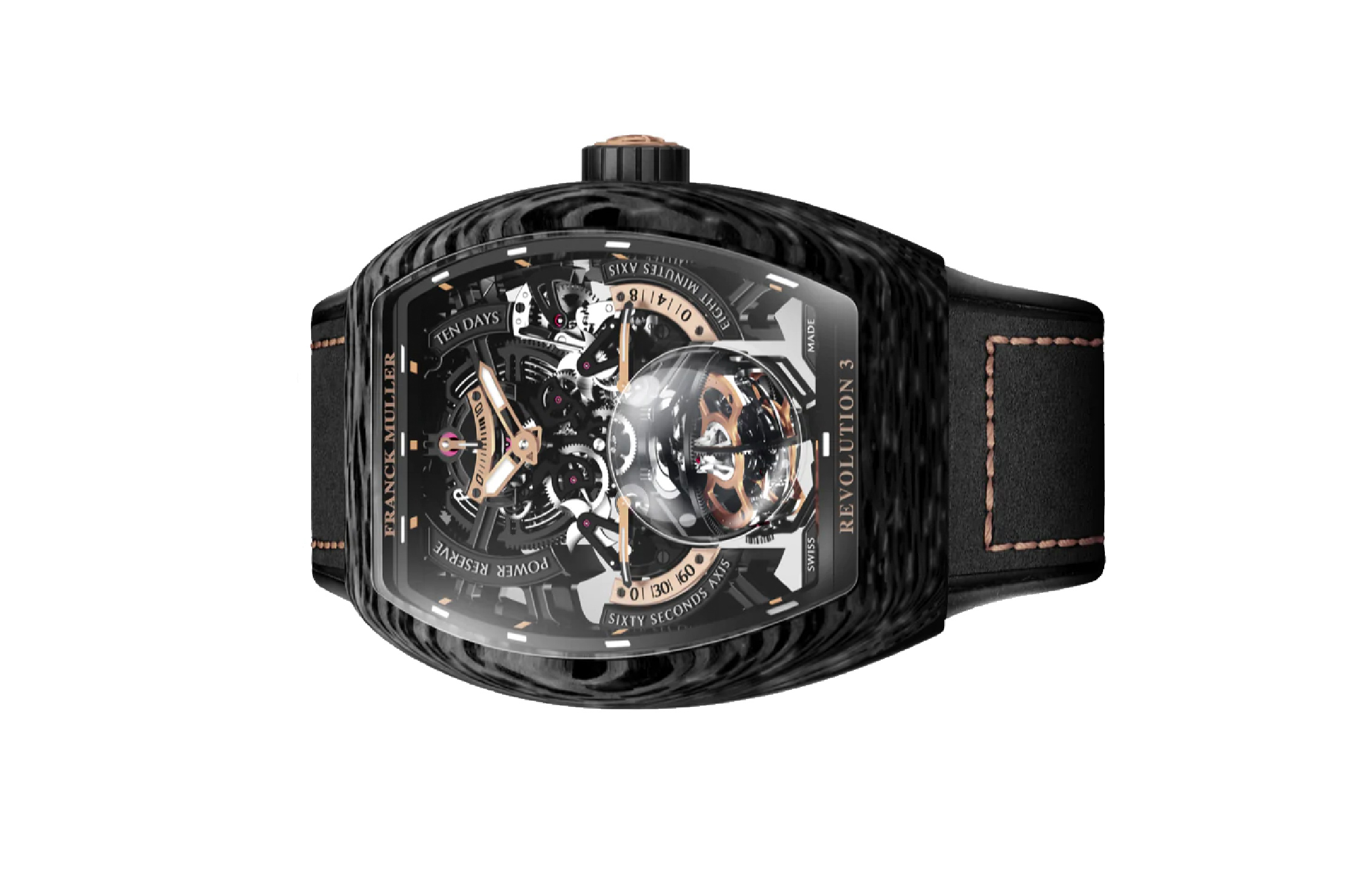 Đồng Hồ Franck Muller Vanguard Revolution 3 Skeleton Carbon - Rose Gold V50 REV 3 PR SQT CARBONE NR (5N)