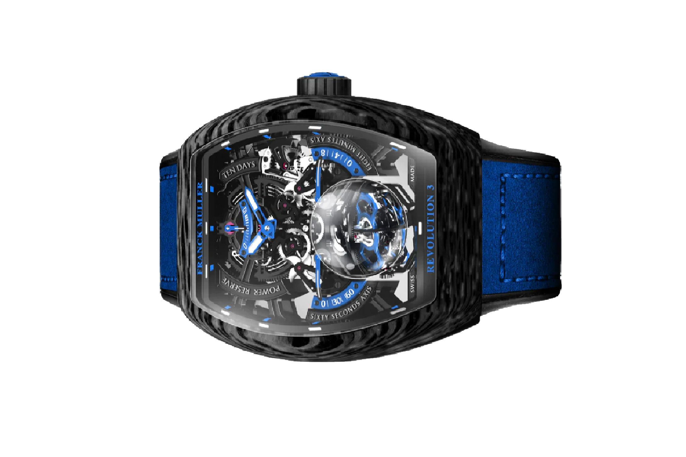 Đồng Hồ Franck Muller Vanguard Revolution 3 Skeleton Carbon - Blue V50 REV 3 PR SQT CARBONE NR (BL)