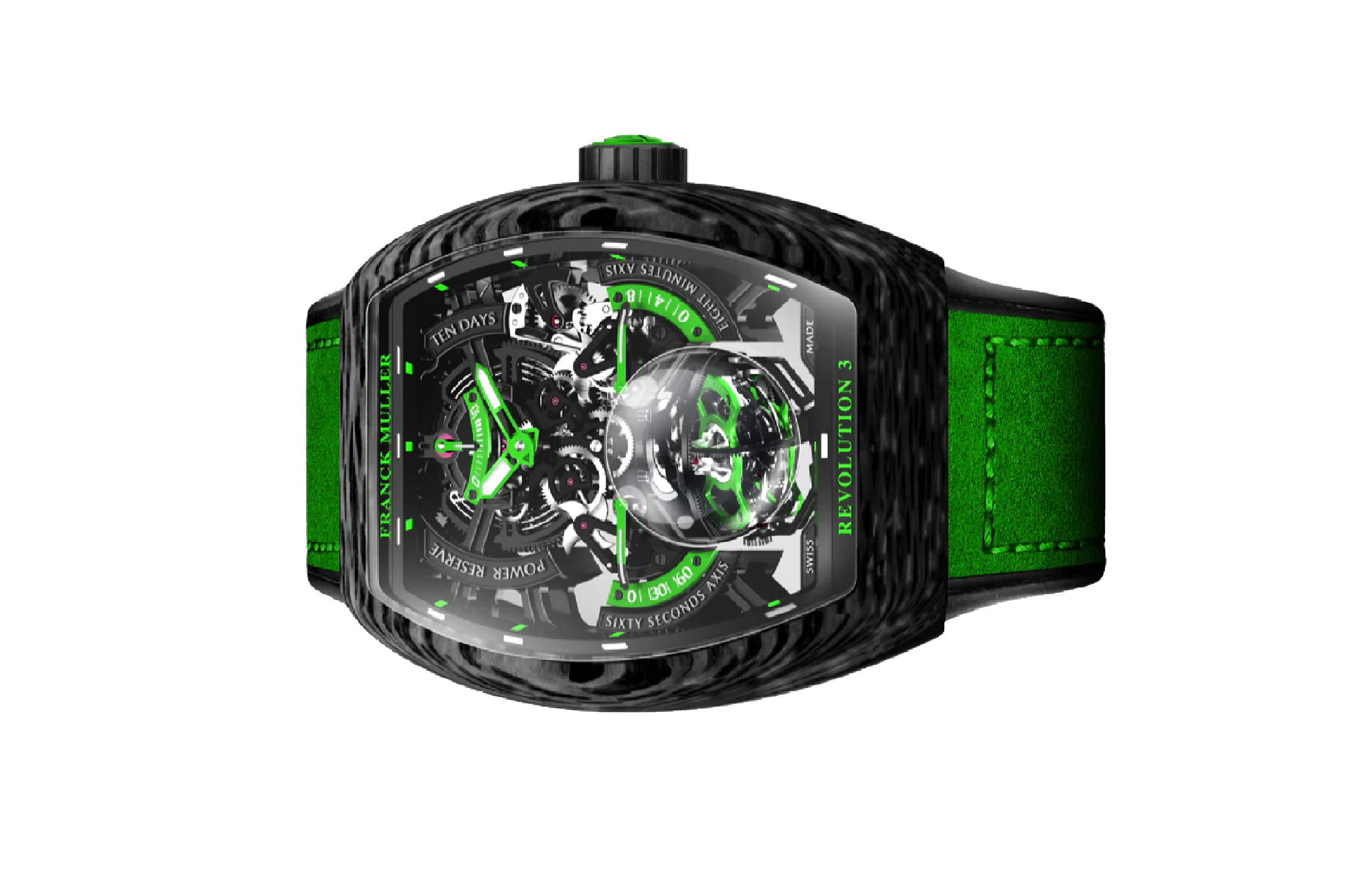 Đồng Hồ Franck Muller Vanguard Revolution 3 Skeleton Carbon - Green V50 REV 3 PR SQT CARBONE NR (VR)