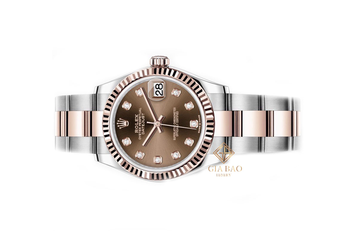 Đồng Hồ Rolex Datejust 31 278271 Mặt Số Chocolate Cọc Số Nạm Kim Cương Dây Đeo Oyster