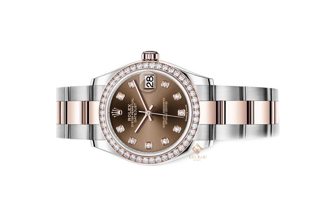 Đồng Hồ Rolex Datejust 31 278381 Mặt Số Chocolate Cọc Số Kim Cương Dây Đeo Oyster
