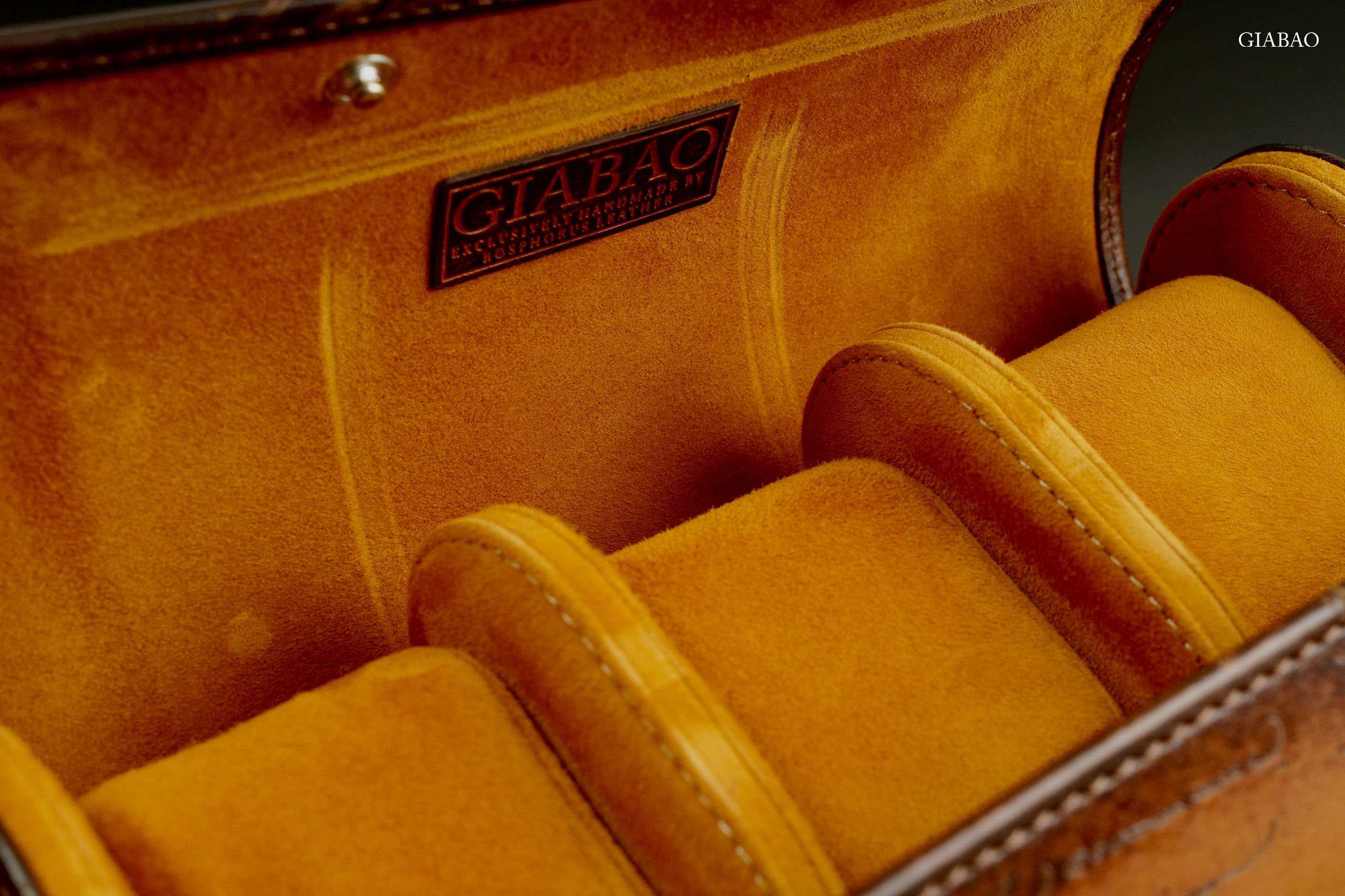 Hộp Travel Box 3 Ngăn Bosphorus Leather x Gia Bao Galata Parchment Patina Màu Nâu Sáng