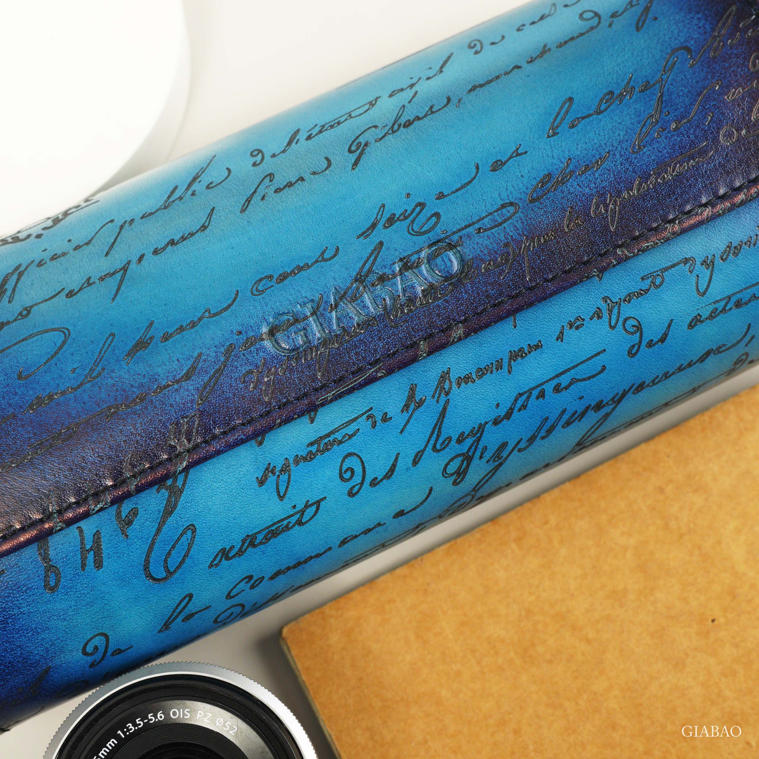 Hộp đựng đồng hồ GALATA, chất liệu da bò màu xanh patina, hiệu: BOSPHORUS LEATHER, kích thước 22.5cm X 10cm X 7.5cm, dùng cho 03 đồng hồ, mới 100%