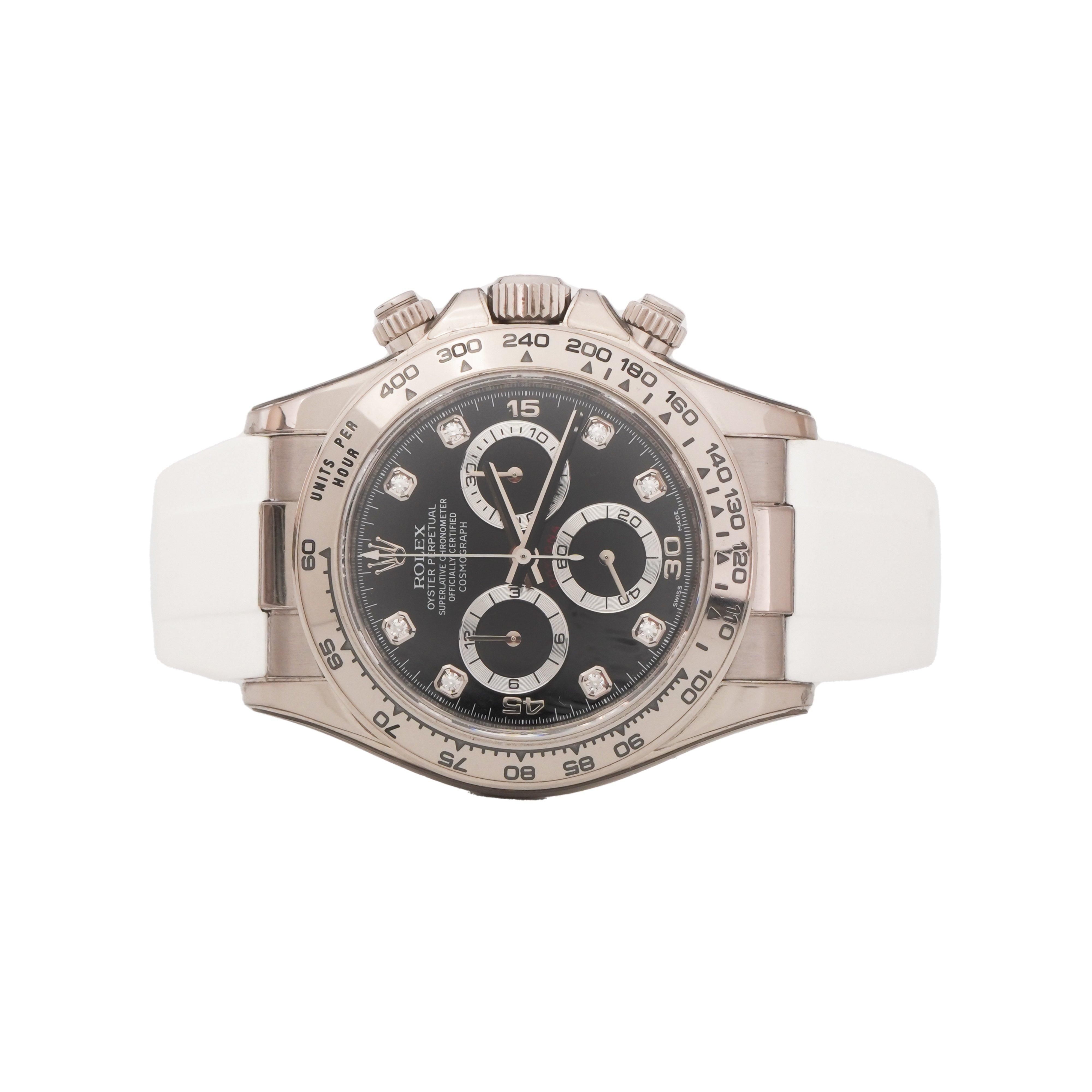 Đồng Hồ Rolex Cosmograph Daytona 116519G Mặt Số Đen Cọc Số Kim Cương