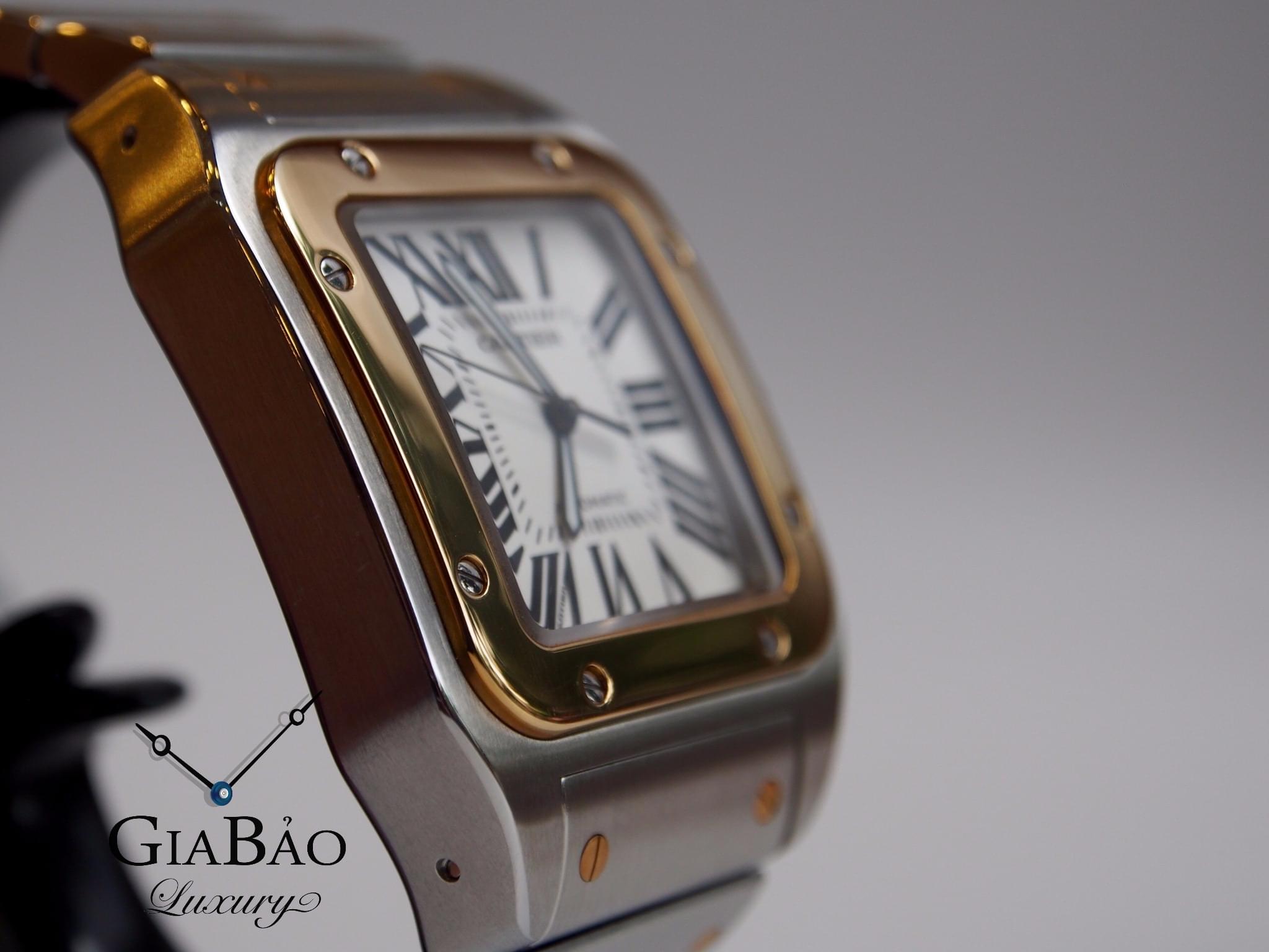 Đồng Hồ Cratier Santos 100 Extra Large 18k Yellow Gold And Steel