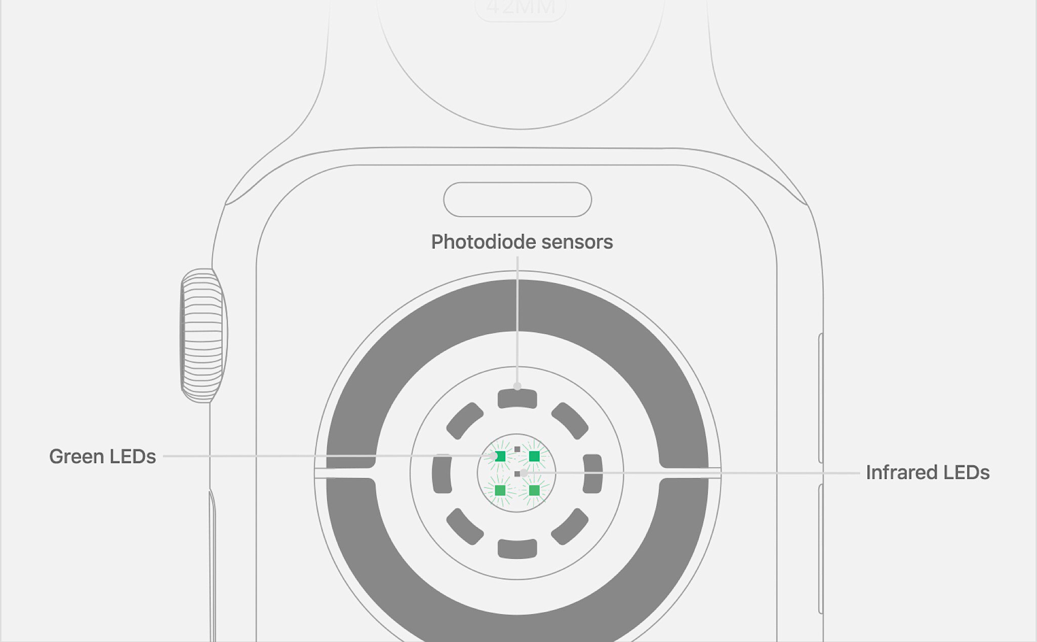 Cảm biến nhịp tim trên Apple Watch series 4 đã được thiết kế mới lại như thế nào