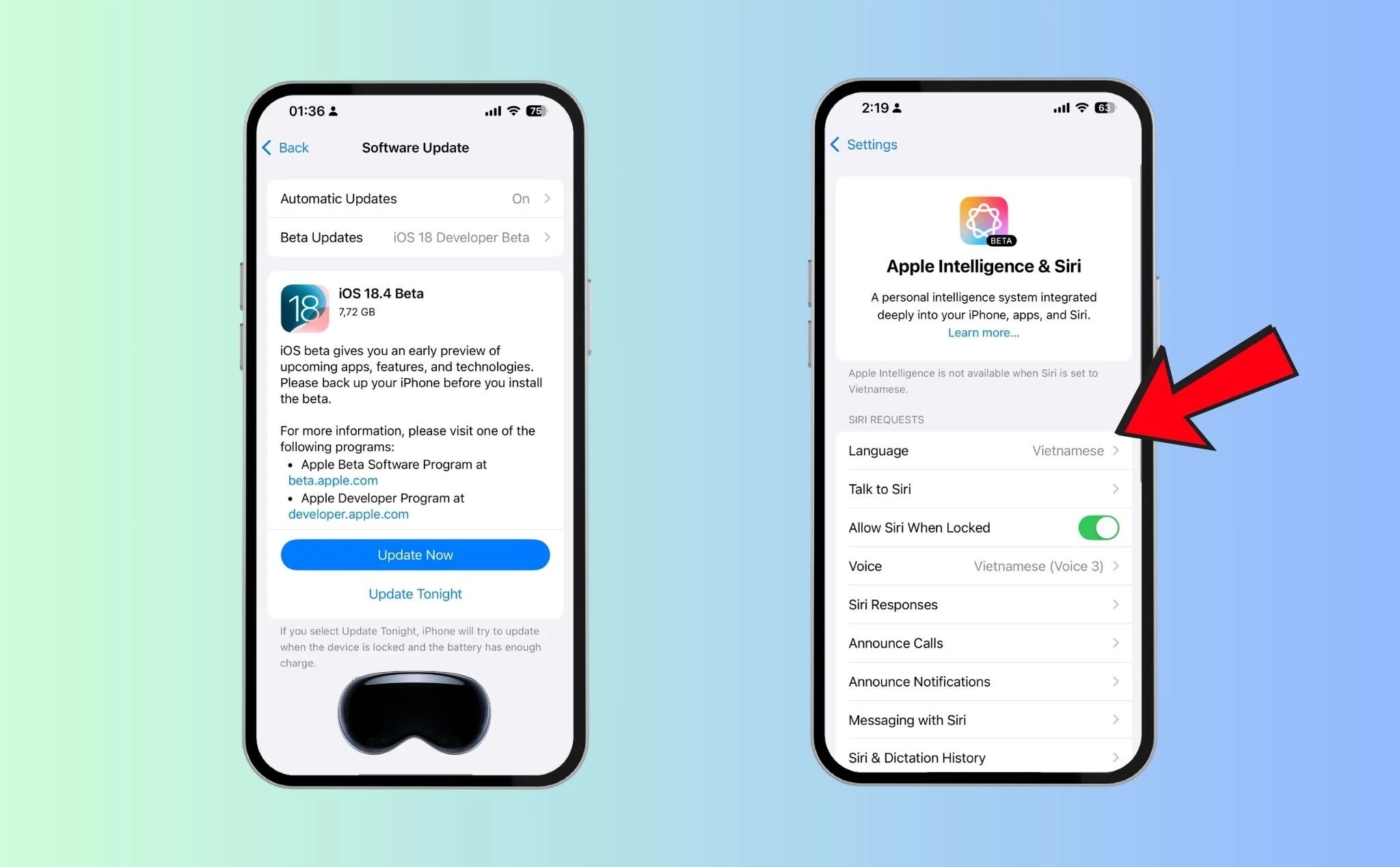Apple phát hành iOS 18.4 beta: Cuối cùng cũng thấy Siri nói tiếng Việt