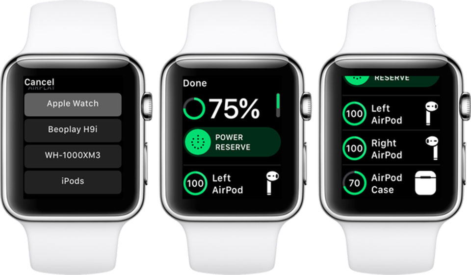 Cách xem phần trăm pin AirPods từ Apple Watch