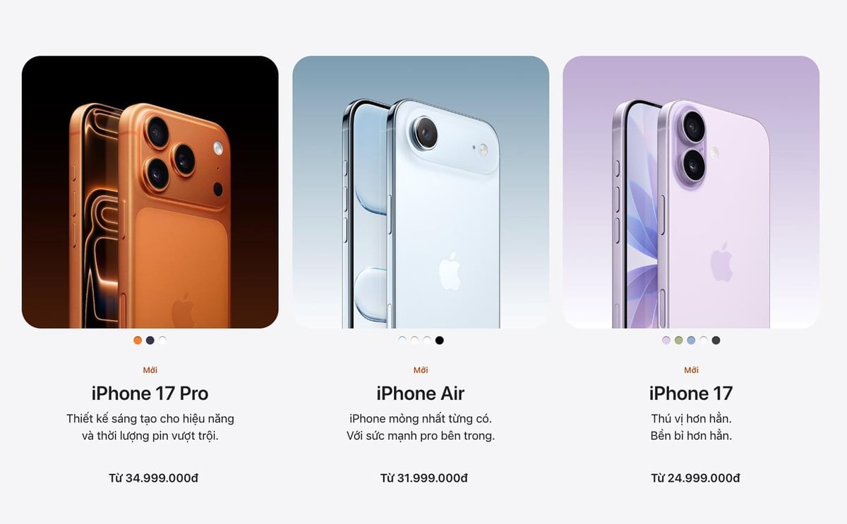 Giá iPhone 17 chính hãng ở Việt Nam từ 24,999 triệu, giao từ ngày 19/09