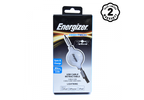 Cáp rút Lightning Energizer 80cm màu trắng - C31UBLIREWH4