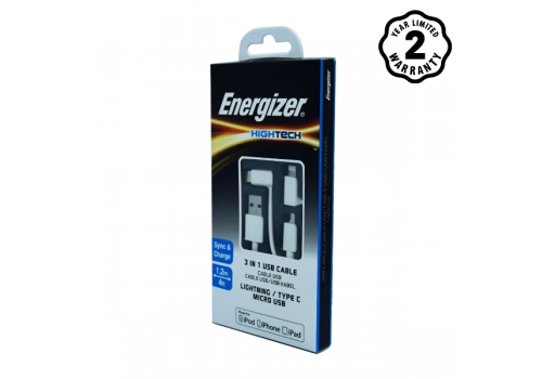 Cáp 3in1 Energizer màu trắng - C11UBX3CFWH4