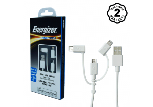 Cáp 3in1 Energizer màu trắng - C11UBX3CFWH4