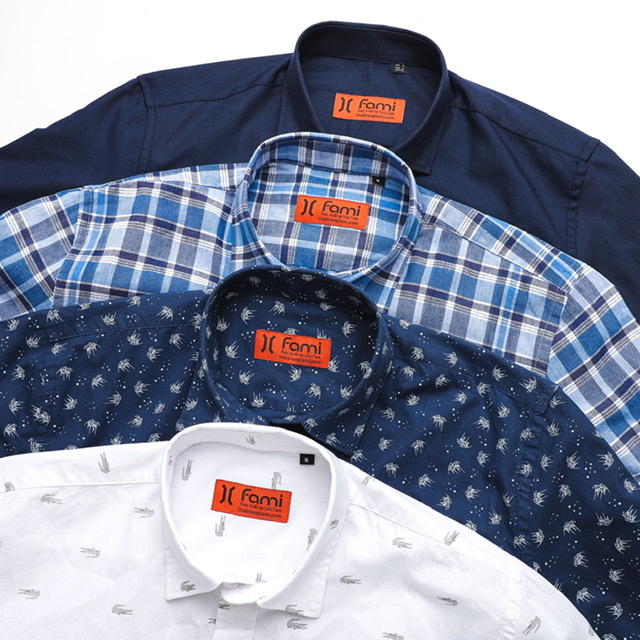 Sơmi coton dài tay họa tiết Fami, có bigsize