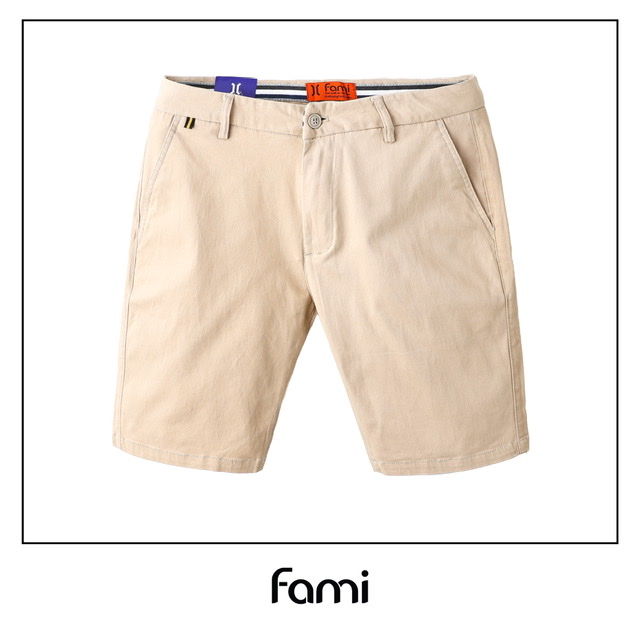 Quần short kaki chinos CAROLLA màu vàng bò, có bigsize