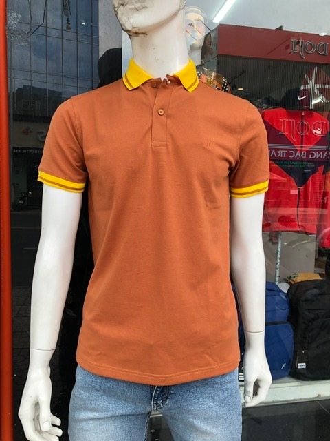 Áo polo coton kiểu phối cổ và tay, có bigsize