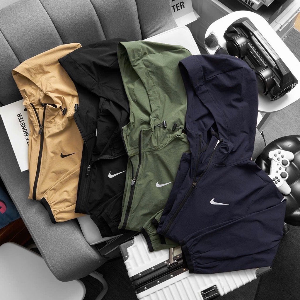 Áo khoác Nike 1 lớp vải gió nhẹ - Màu đen