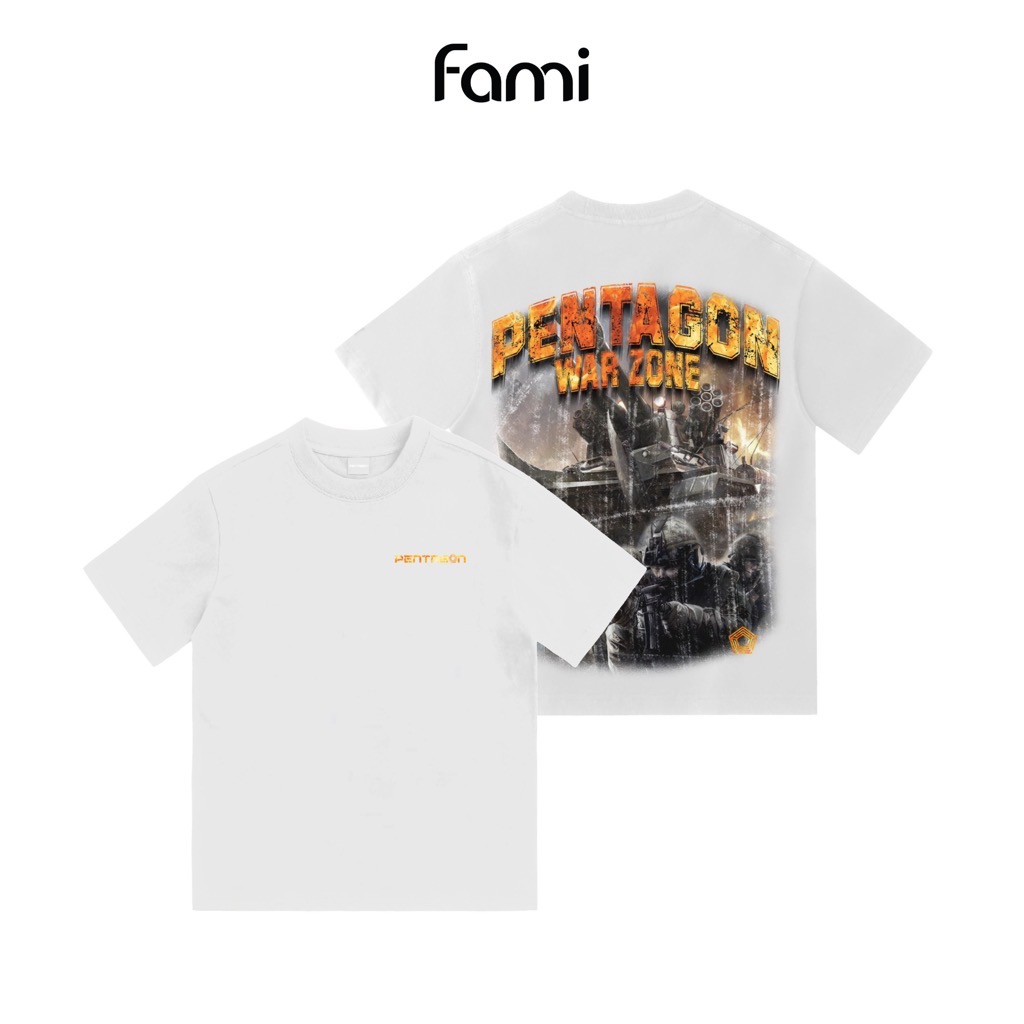 Áo thun cotonThời Trang CAROLLAx Pentagon in kỹ thuật số
