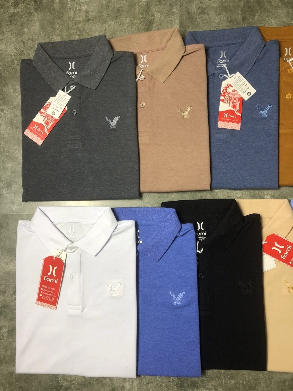 Áo polo Fami vải cá sấu dày dặn, có bigsize