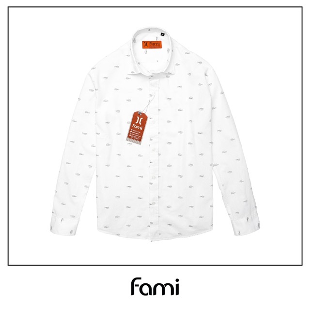 Sơmi coton dài tay họa tiết Fami, có bigsize