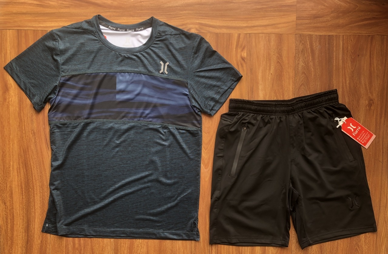 Áo thun vải poly lưới phối màu ngang ngực, có bigsize