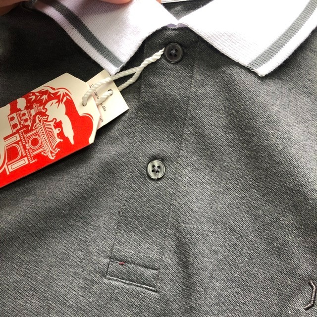 Áo polo coton kiểu phối cổ và tay, có bigsize