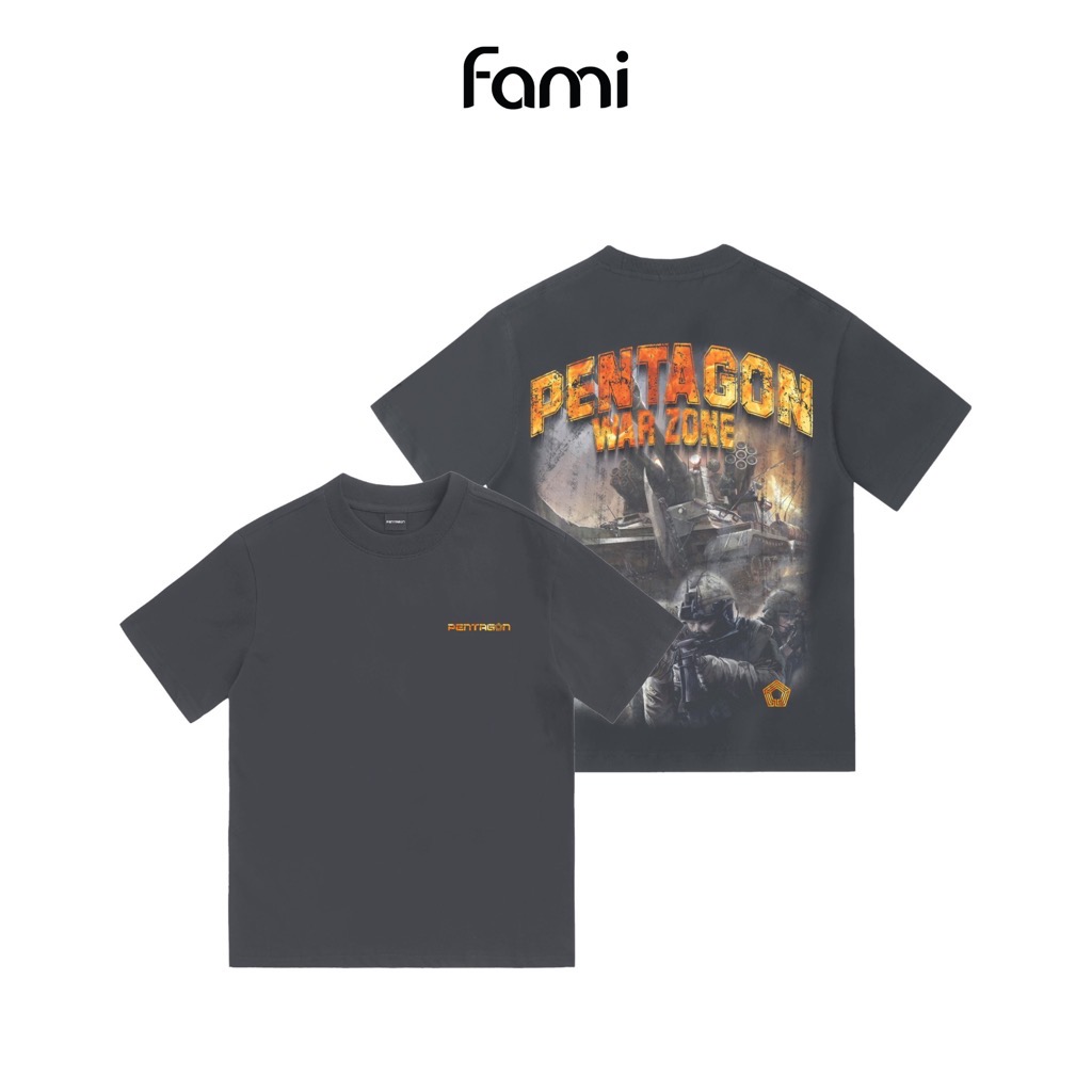 Áo thun cotonThời Trang CAROLLAx Pentagon in kỹ thuật số
