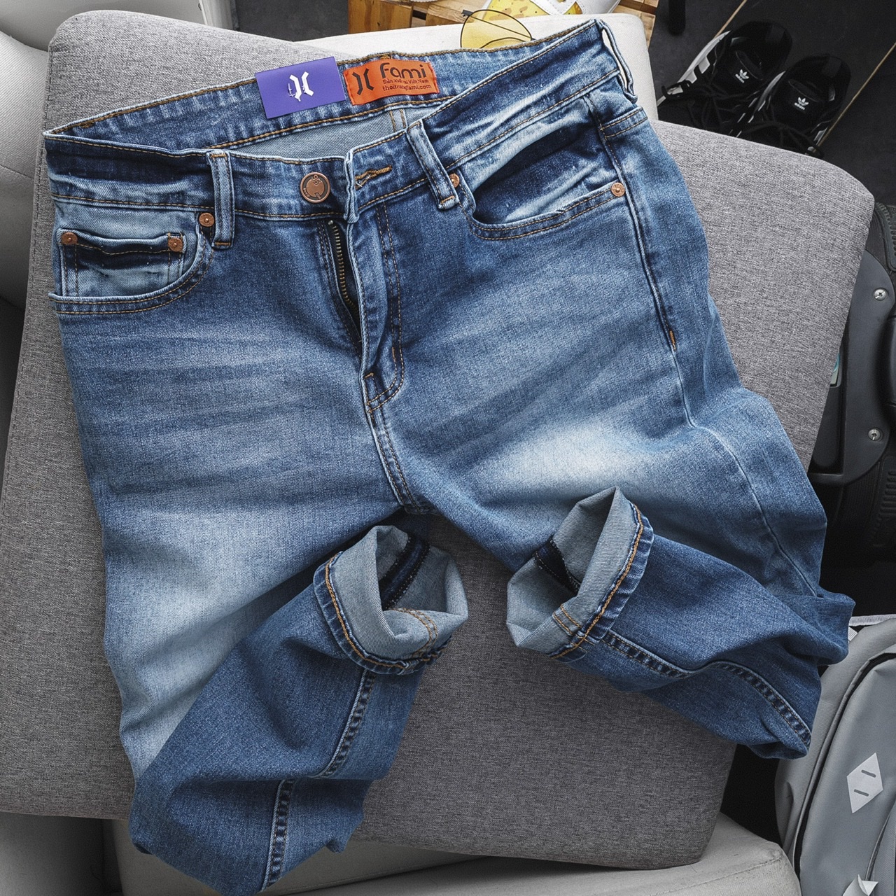 Quần jean Fami Wearlight slimfit, có bigsize