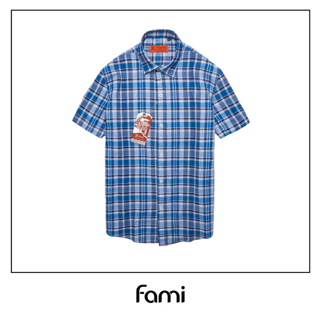 Sơmi ngắn tay họa tiết coton, có bigsize