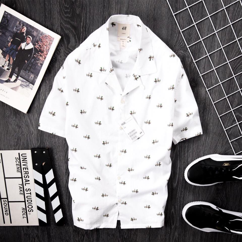 áo somi ngắn tay họa tiết