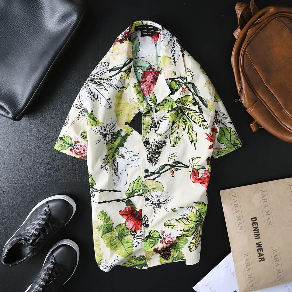 sơ mi ngắn tay họa tiết