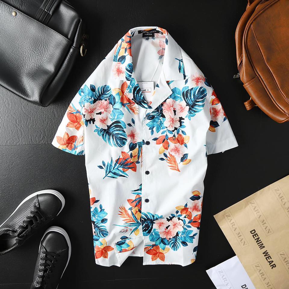 sơ mi ngắn tay họa tiết