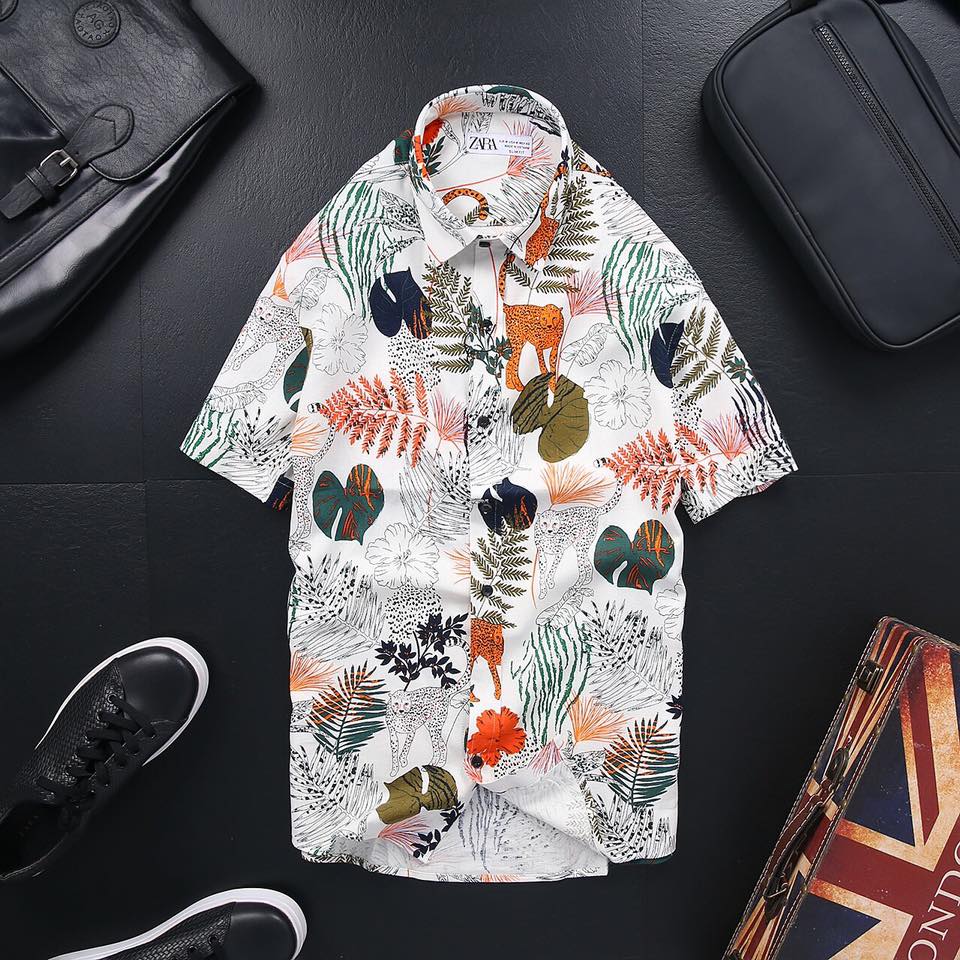 sơ mi ngắn tay họa tiết